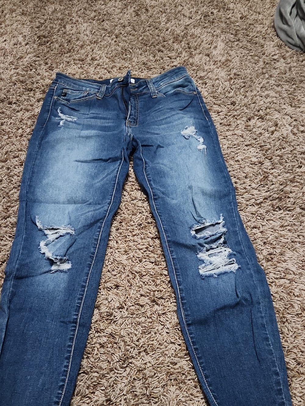 Kancan Distressed Blue Ripped Skinny Jeans -
